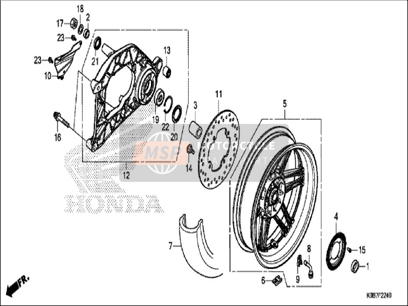 Honda NSS300A 2019 Achterwiel/Achterbrug voor een 2019 Honda NSS300A